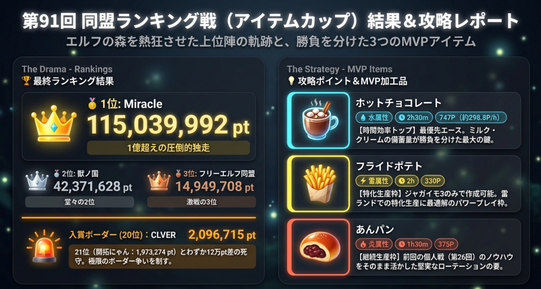 同盟ランキング戦（アイテムカップ）_第91回_結果
